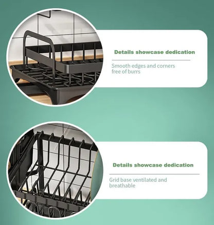 2-Tier Dish Drying Rack with Drainboard – Rustproof & Space-Saving